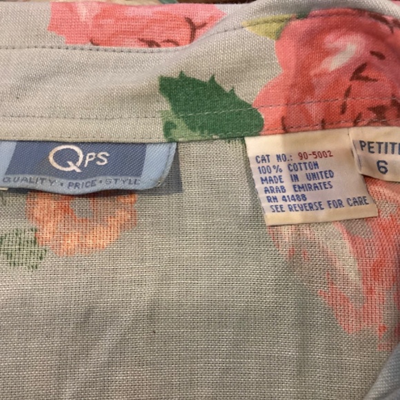 Vintage Petite 6 floral short sleeve belted midi length full skirt  side pockets - Picture 9 of 14